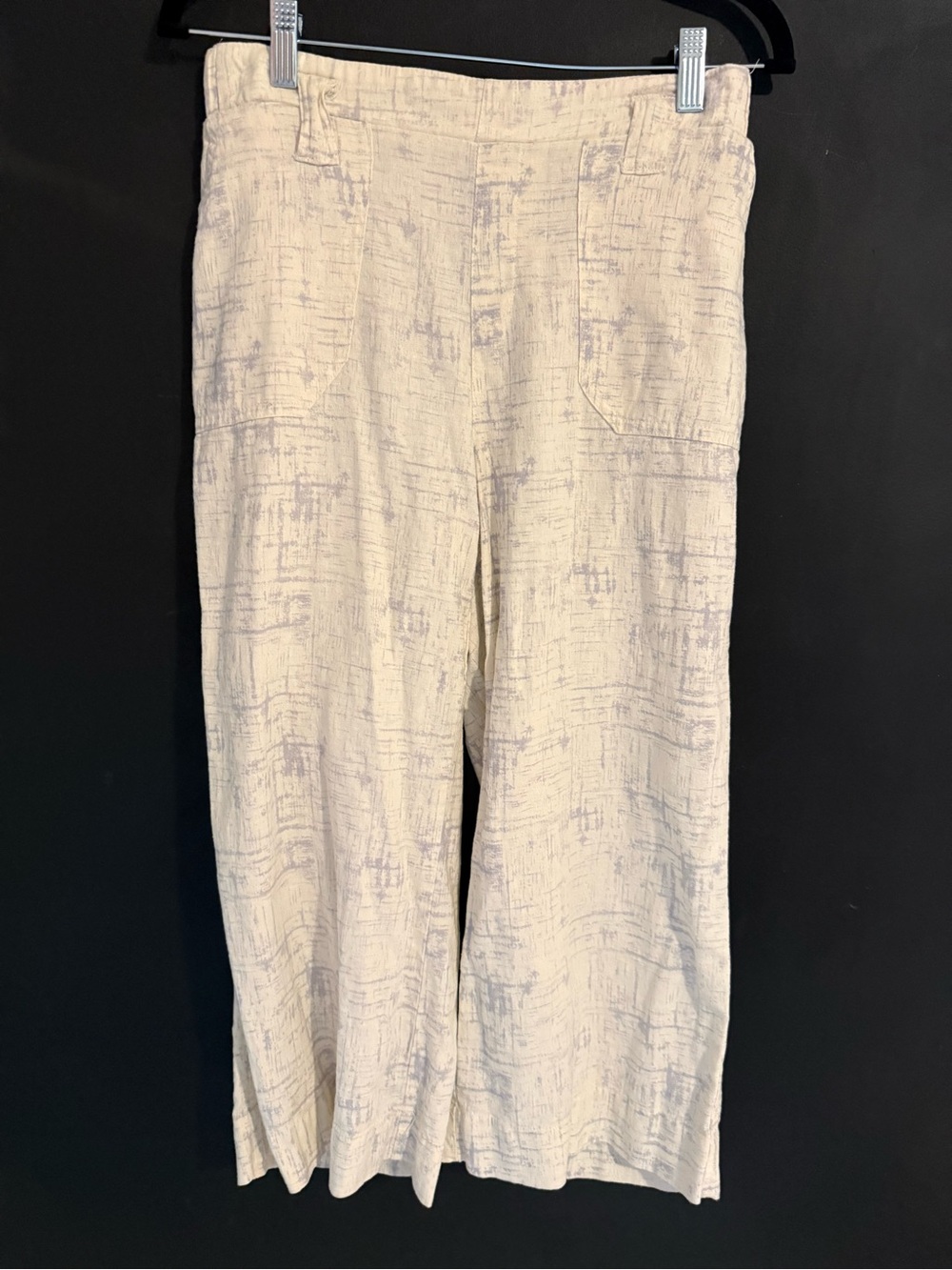 Beau+Dawson Cream Linen Blend Wide Leg Cropped Flowy Pants